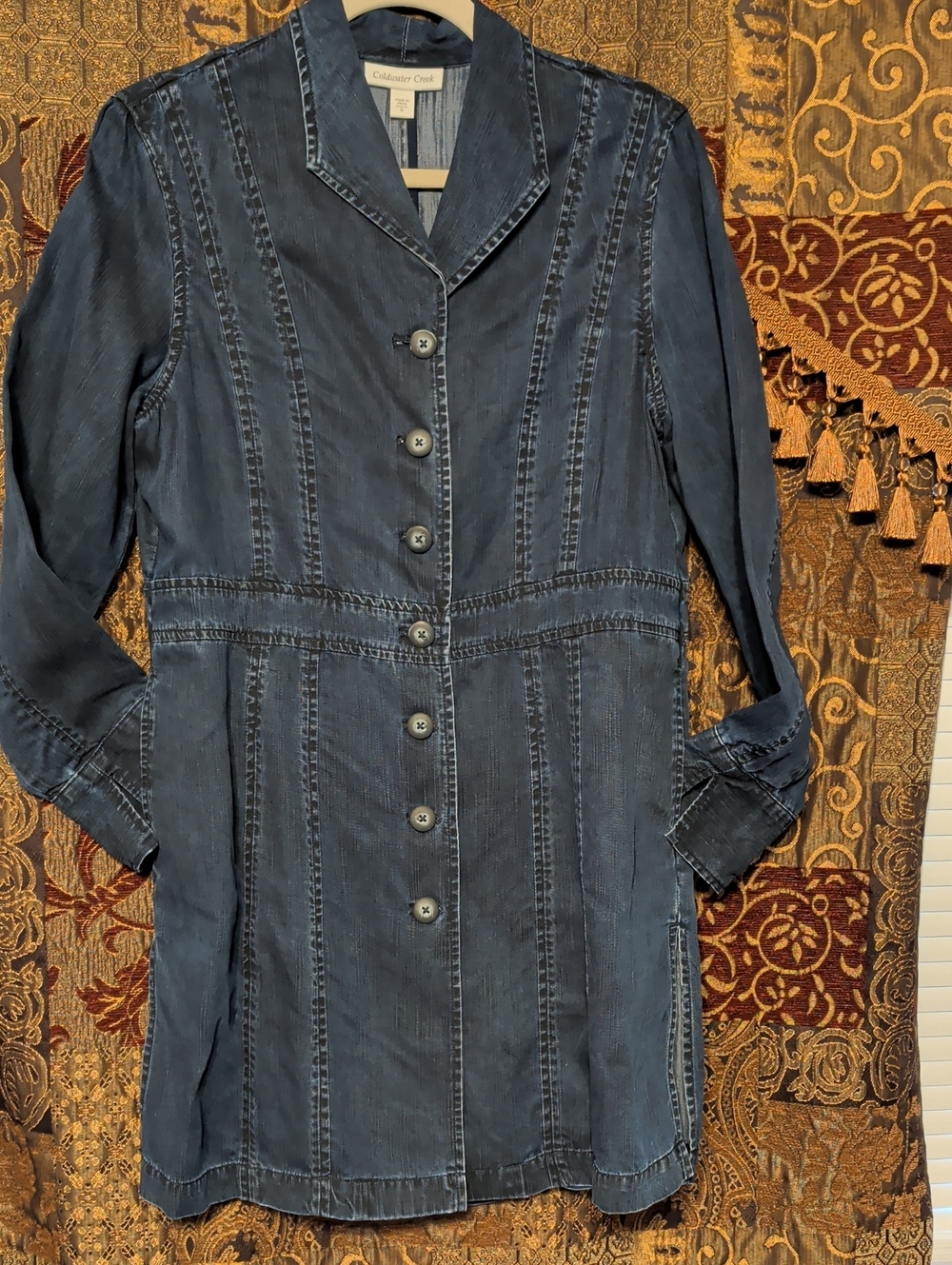 Coldwater Creek Chambeay Navy Blue Long Sleeve Button-Front Dress. Sz. 6